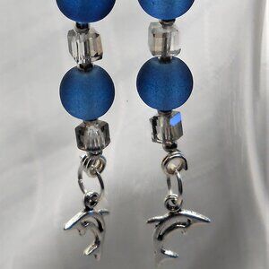 No 483 Handmade earrings with Tibetan silver dolphins charms